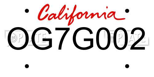 OG7G002 California License Plate