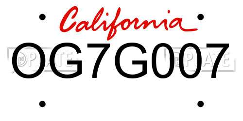 OG7G007 California License Plate