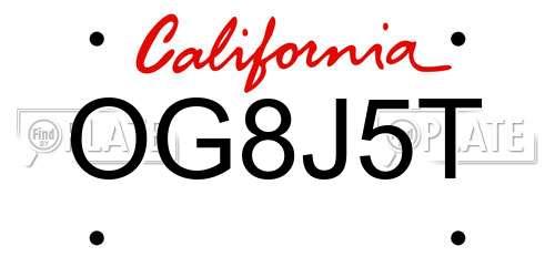 OG8J5T California License Plate