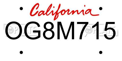 OG8M715 California License Plate