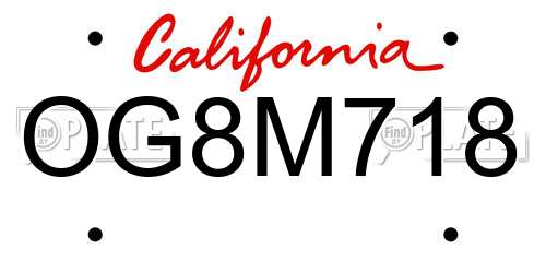 OG8M718 California License Plate