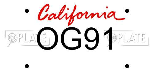 OG91 California License Plate