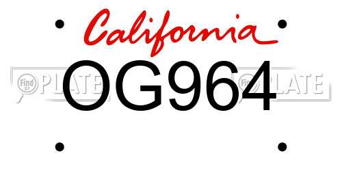 OG964 California License Plate