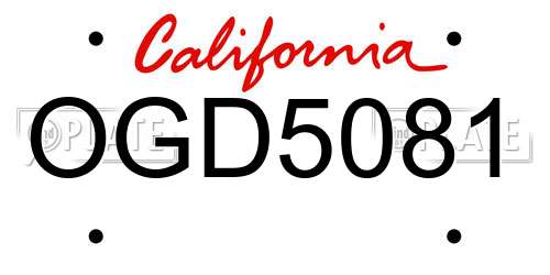 OGD5081 California License Plate