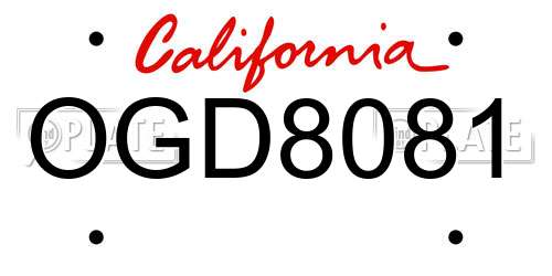 OGD8081 California License Plate