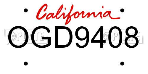 OGD9408 California License Plate