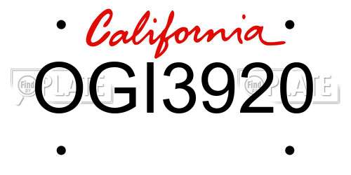 OGI3920 California License Plate