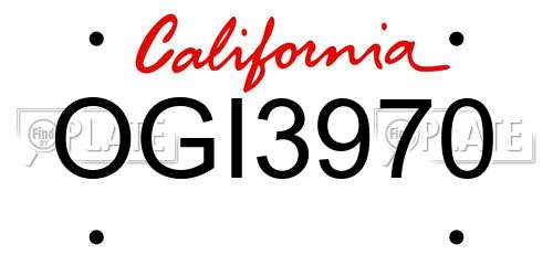 OGI3970 California License Plate