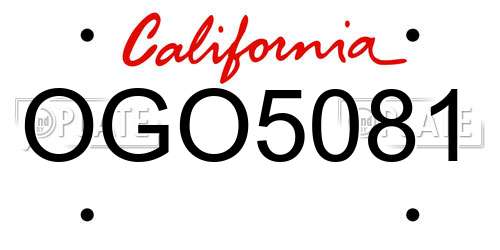 OGO5081 California License Plate