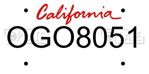 OGO8051 California License Plate