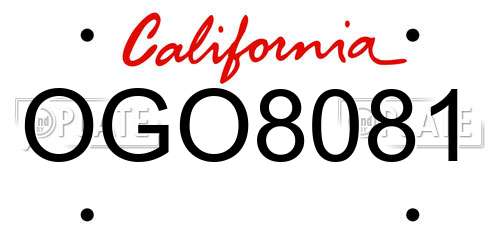 OGO8081 California License Plate