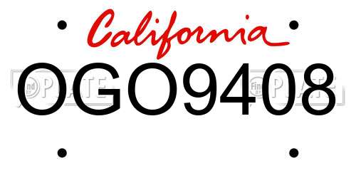 OGO9408 California License Plate