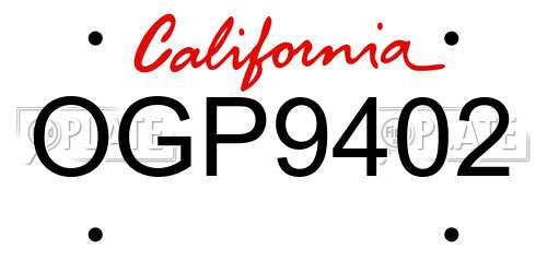 OGP9402 California License Plate