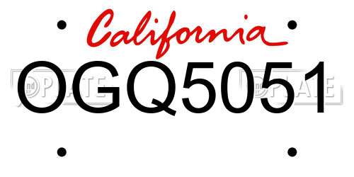 OGQ5051 California License Plate