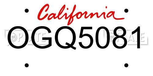 OGQ5081 California License Plate