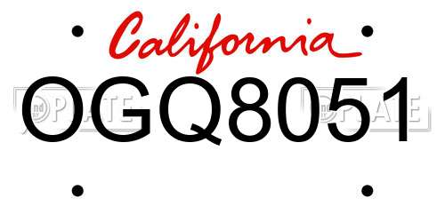 OGQ8051 California License Plate