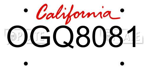 OGQ8081 California License Plate