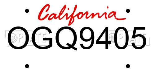 OGQ9405 California License Plate