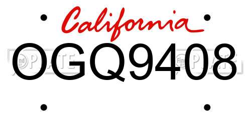 OGQ9408 California License Plate