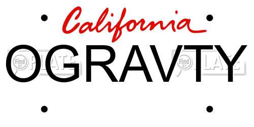 OGRAVTY California License Plate
