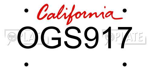 OGS917 California License Plate
