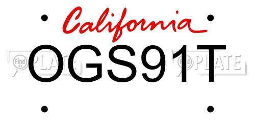 OGS91T California License Plate