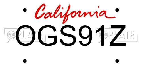 OGS91Z California License Plate