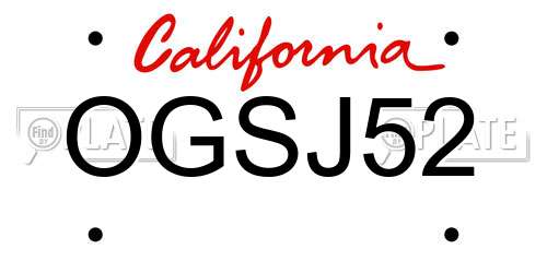OGSJ52 California License Plate