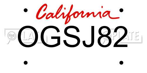OGSJ82 California License Plate
