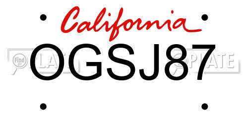 OGSJ87 California License Plate