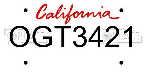 OGT3421 California License Plate