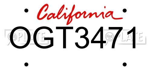 OGT3471 California License Plate