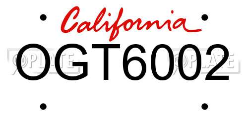 OGT6002 California License Plate