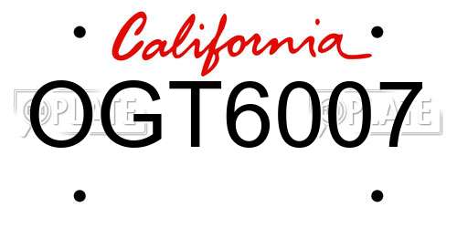 OGT6007 California License Plate
