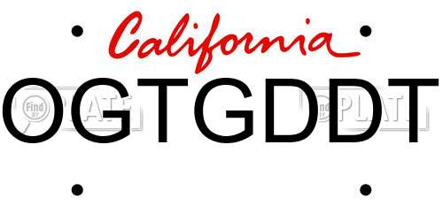 OGTGDDT California License Plate