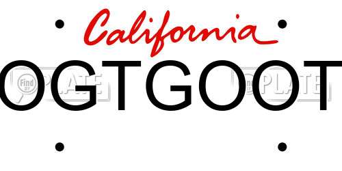 OGTGOOT California License Plate