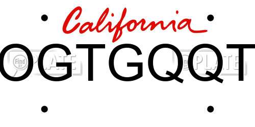 OGTGQQT California License Plate