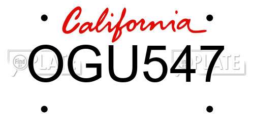 OGU547 California License Plate