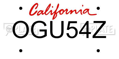 OGU54Z California License Plate