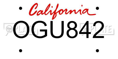 OGU842 California License Plate