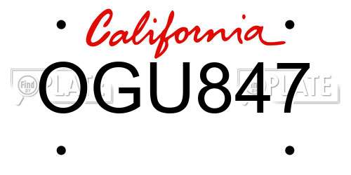 OGU847 California License Plate