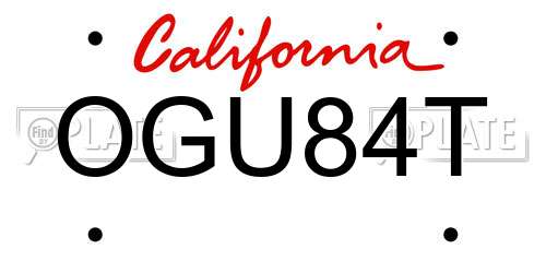 OGU84T California License Plate