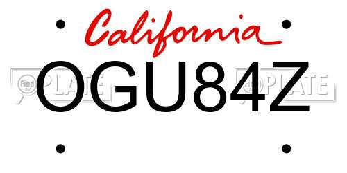 OGU84Z California License Plate