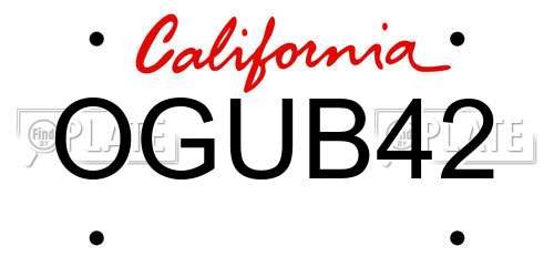 OGUB42 California License Plate