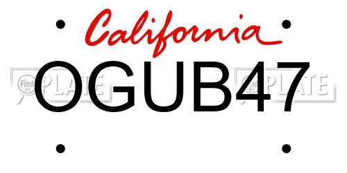 OGUB47 California License Plate