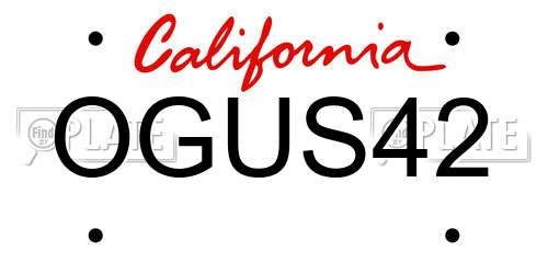 OGUS42 California License Plate