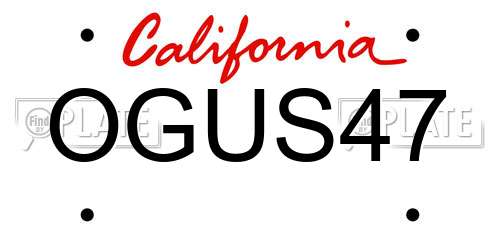 OGUS47 California License Plate