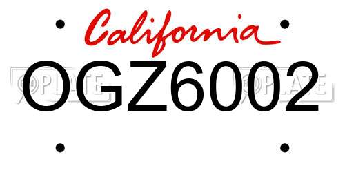 OGZ6002 California License Plate