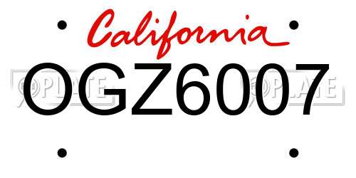 OGZ6007 California License Plate
