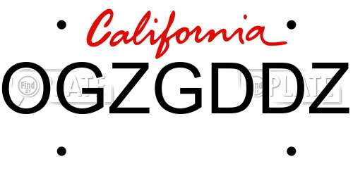 OGZGDDZ California License Plate
